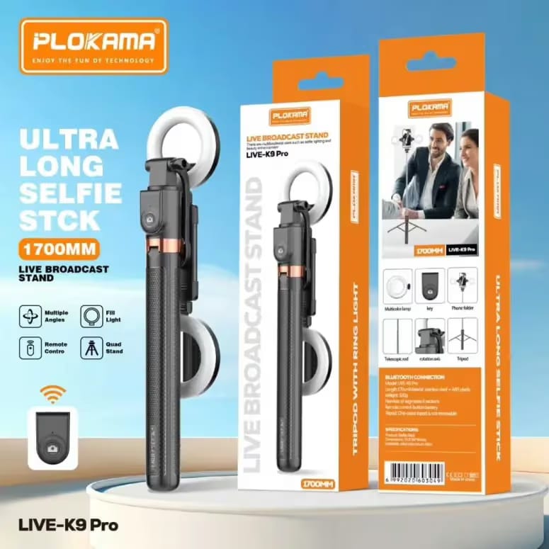 Live k9 pro 2 led selfie stick 5 Feet 7 Inche.